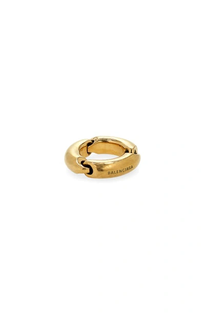 Balenciaga Logo Chain Link Ring In Antique Gold