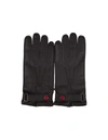 KITON KITON DARK LEATHER AND CASHMERE GLOVES