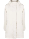 Woolrich Reversible Hooded Coat In Beige