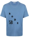 Bode Flocked-logo Cotton-jersey T-shirt In Blue Blue