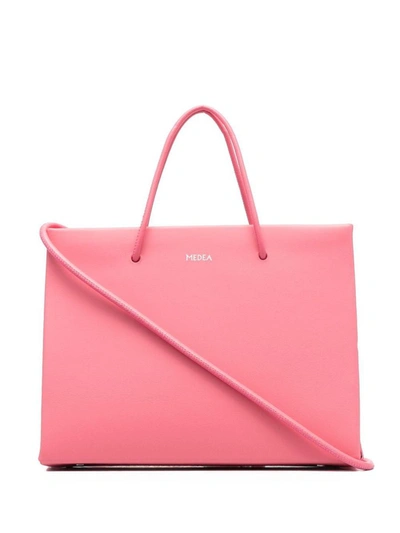 Medea Logo-print Leather Tote Bag In Pink