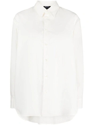 Apc A.p.c. Boyfriend Cotton Shirt In Neutral