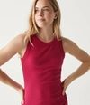 Michael Stars Halley Ribbed Tank With Ruching In Nocturnal