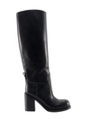 Bottega Veneta Leather High Shaft Block Heel Boots In Black