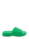 Bottega Veneta Padded Leather Flat Sandals In Green