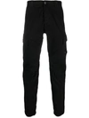 C.p. Company C.p.company Diagonal Raised Fleece Cargo Sweatpants In Black