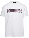 DSQUARED2 WHITE T-SHIRT WITH TWO-TONE MAXI LOGO PRINT IN COTTON MAN