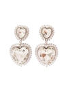 ALESSANDRA RICH SILVER-COLORED HEART-SHAPED CLIP-ON EARRINGS WITH CRYSTAL EMBELLISHMENT IN HYPOALLERGENIC BRASS WOMA