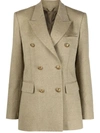 Golden Goose Double-breasted Blazer With Jacquard Pattern In Light Beech