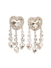 ALESSANDRA RICH SILVER-COLORED HEART-SHAPED CLIP-ON EARRINGS WITH CRYSTAL PENDANTS IN HYPOALLERGENIC BRASS WOMAN