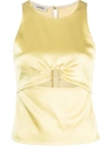 Nanushka Cut-out Sleeveless Satin Top In Yellow &amp; Orange