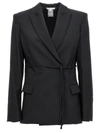 Nensi Dojaka Double Breast Drawstring Blazer Jacket Jackets Black In Black