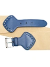 PRADA PRADA SAFFIANO LEATHER BELT BEIGE BLUE