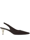 Proenza Schouler 60mm Spike Leather Slingbacks In 999 Black