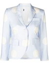 Thom Browne Light Blue Polka-dot Print Silk Blazer In Blu