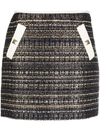 Valentino Roman Stud Tweed Party Mini Skirt In Blue