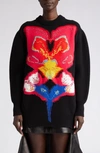 Alexander Mcqueen Orchid Intarsia Oversized Jumper In 1160 Black/ Red/ Yellow