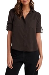 BELLA DAHL SPLIT BACK BUTTON-UP SHIRT