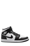 Jordan Air  1 Mid Basketball Sneaker In White/black/white