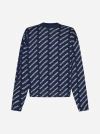 Balenciaga All-over Logo Cotton Blend Sweater In Azul