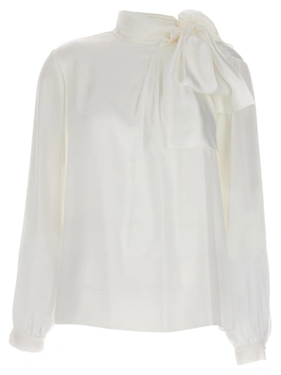 Alberta Ferretti Satin Blouse In White