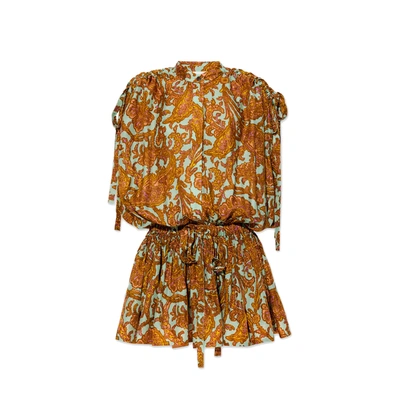 Zimmermann Patterned Silk Dress In Brown