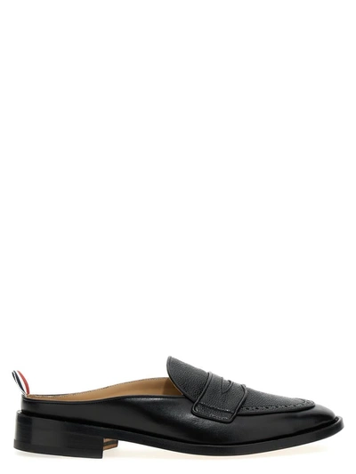 Thom Browne Varsity Penny Loafer Mules In Black