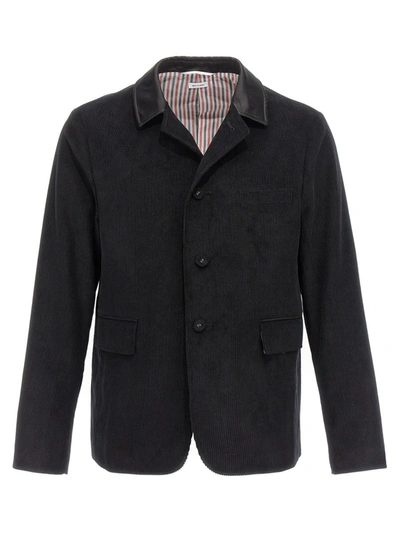 Thom Browne Corduroy Blazer Jacket In Black