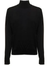 Maison Margiela Black Turtle Neck With Contrasting Stitching Detail In Wool Woman In Black