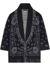 Alanui Bandana Jacquard Cashmere Cardigan In Midnight