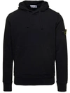 STONE ISLAND BLACK HOODIE WITH SIDE LOGO PATCH IN COTTON MAN