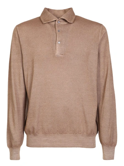 Lardini Long-sleeve Polo Shirt In Brown
