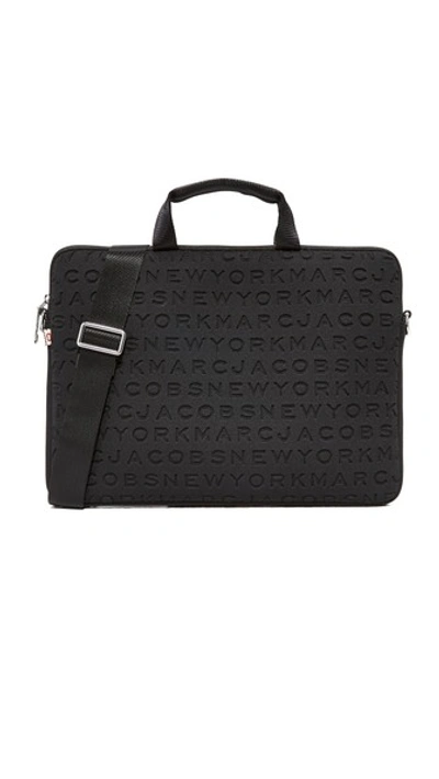 Marc Jacobs Logo Tech Commuter 13 Laptop Case In Black/silver