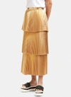 Stella Mccartney Plisse Tiered Metallic Skirt