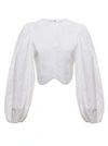 GANNI GANNI WOMA'S BRODERIE ANGLAISE WHITE ORGANIC COTTON BLOUSE