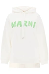 Marni Logo-print Cotton Hoodie In White
