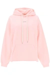 Marni Cotton Hooded Sweatshirt With Front Pocket In Pink