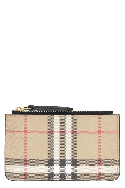 Burberry Fabric Key-holder Pouch In Beige