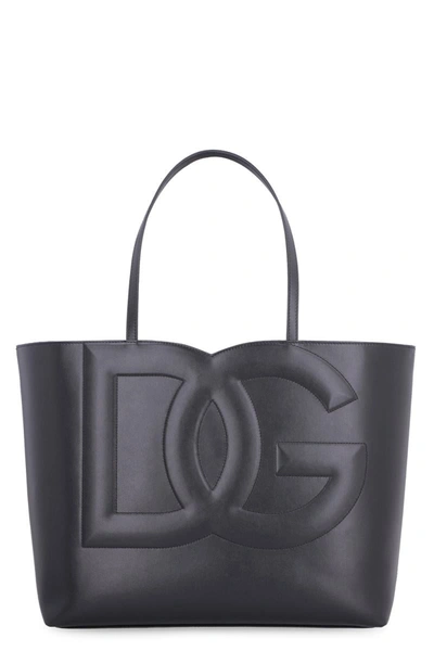 Dolce & Gabbana Tote Bag With Embossed Logo In Black