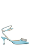 Mach&mach Women's Mach E Mach Satin Pumps With Crystals In Light Blue