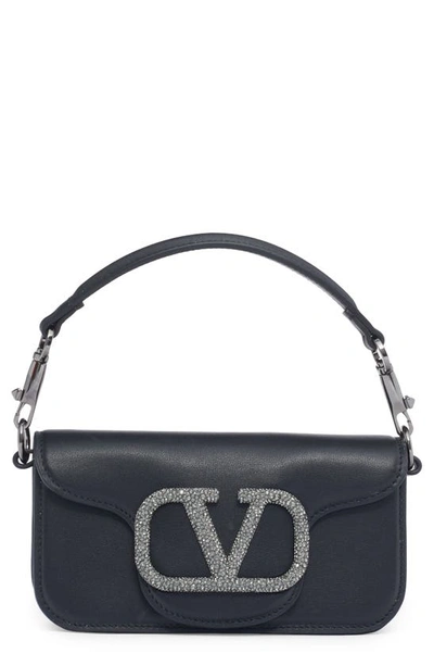 Valentino Garavani Loco Vlogo Small Calfskin Shoulder Bag In Black