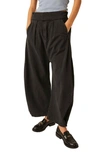 Shop Free People Cool Harbor Wide Leg Denim Pants In Black