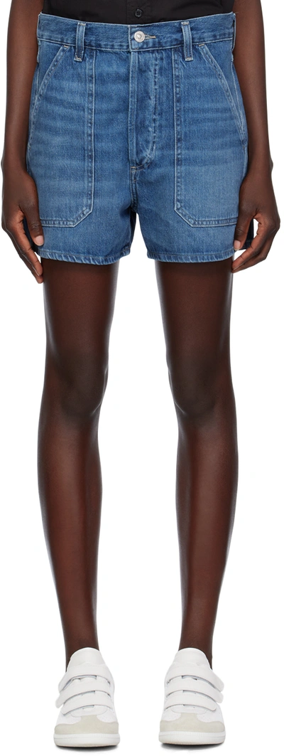 Citizens Of Humanity Blue Frances Denim Shorts In Coastal