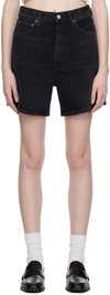 Agolde Black Stella Denim Shorts In Bat