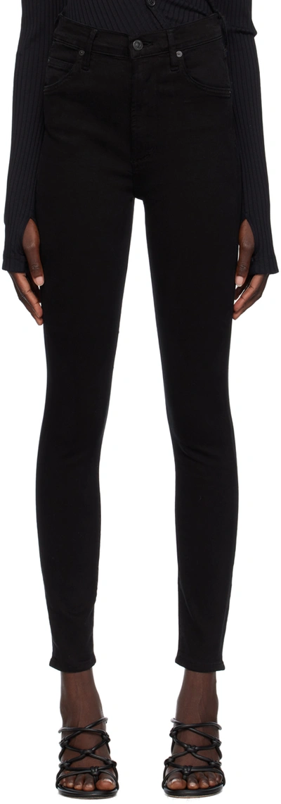 Citizen Of Humanity Black Chrissy Jeans In Plush Black