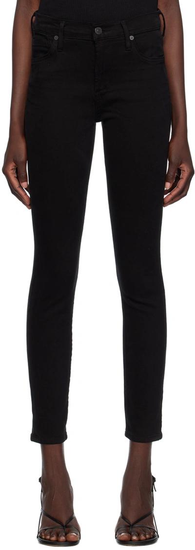 Citizens Of Humanity Black Rocket Jeans In Plush Black