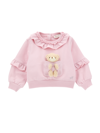 Monnalisa Sweatshirt With Teddy Bear In Pink