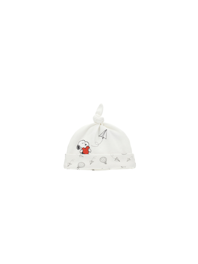 Monnalisa Babies'   Snoopy Hat In Cream + Grey