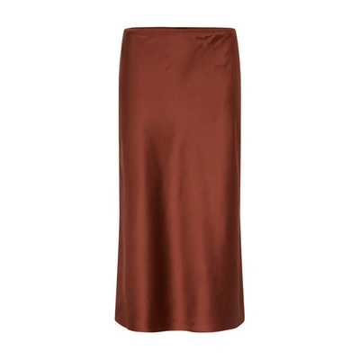 Joseph Isaak Silk Skirt In Mahogany