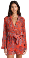 L AGENCE ARABELL ROMPER FIRE RED MULTI LARGE PAISLEY 18